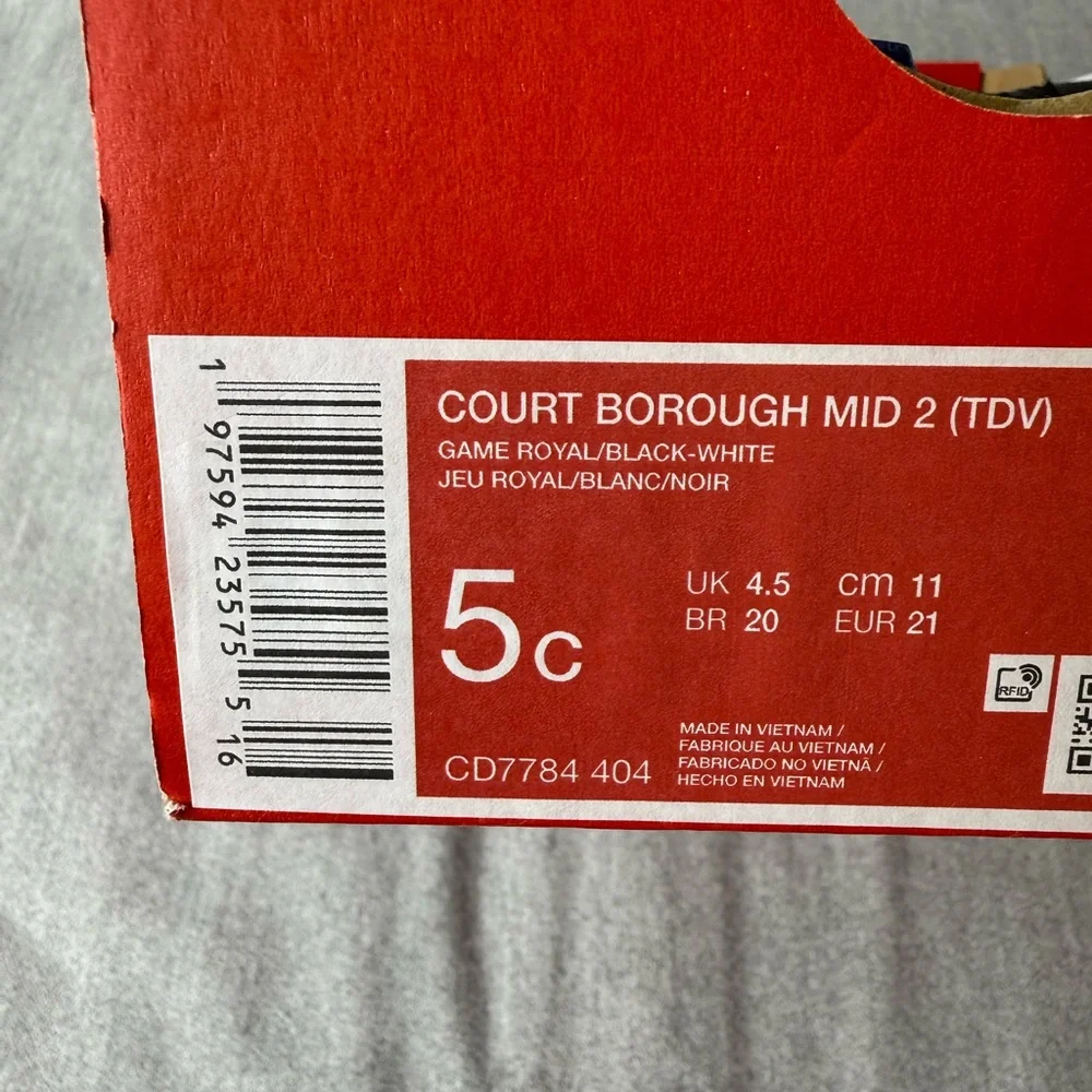 Nike Kids Court Borough‎ Mid 2 Game Royal Blue and Black High-Top Sneakers